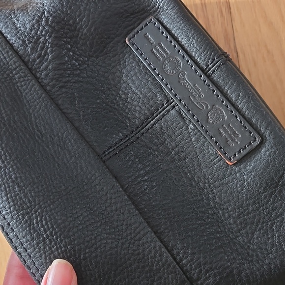 FOSSIL Vintage Black Leather Shoulder Bag Purse Cargo Pocket Solver Hardware - Picture 5 of 11